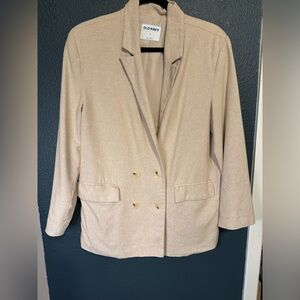 Linen Tan Double-Breasted Blazer | Old Navy | medium